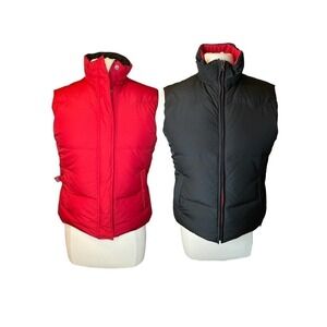 Ralph Lauren Reversible Down Puffer Vest Size Medium Red Black Zip and Snap